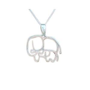 Mother & Baby Elephant Sterling Silver Pendant