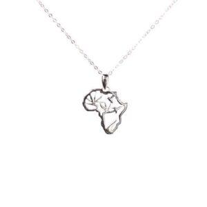 Africa Frame Flowers Necklace - Sterling Silver