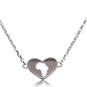 Heart With Africa - Sterling Silver