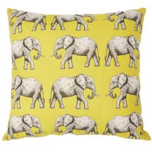 Cushion Cover - Elephants Yellow