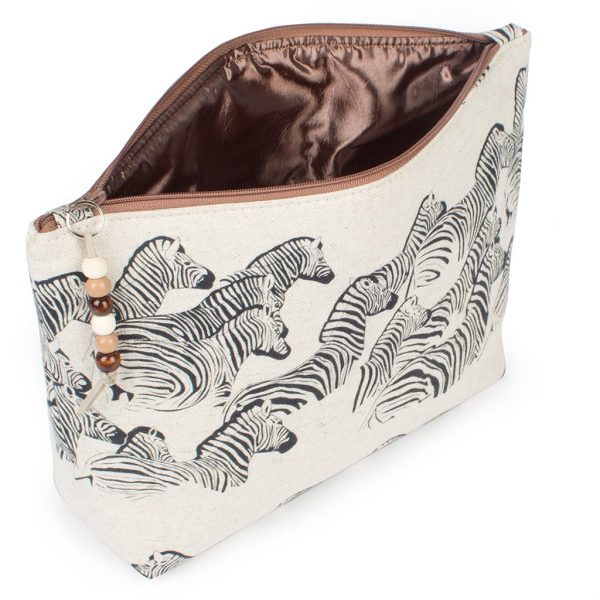 African Meraki - African Gifts - Cotton Linen Zebra Travel Bag