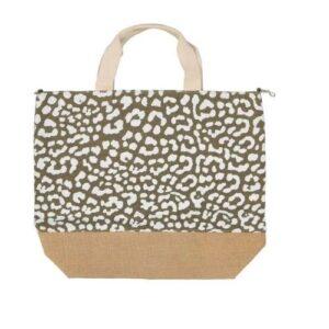 Canvas/Jute Leopard Spot Bag