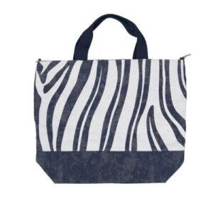 Canvas/Jut Zebra Print Bag